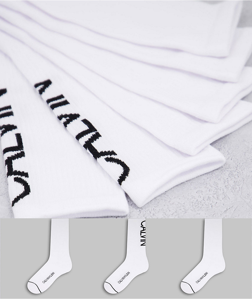Calvin Klein - Set van 3 paar geribbelde sokken in wit