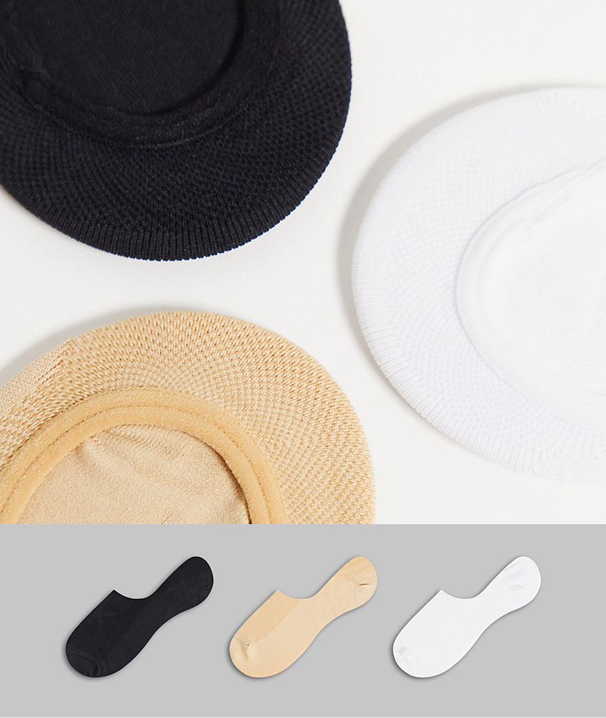 Calvin Klein - Set van 3 paar sokjes van mesh in wit, zwart en beige-Meerkleurig