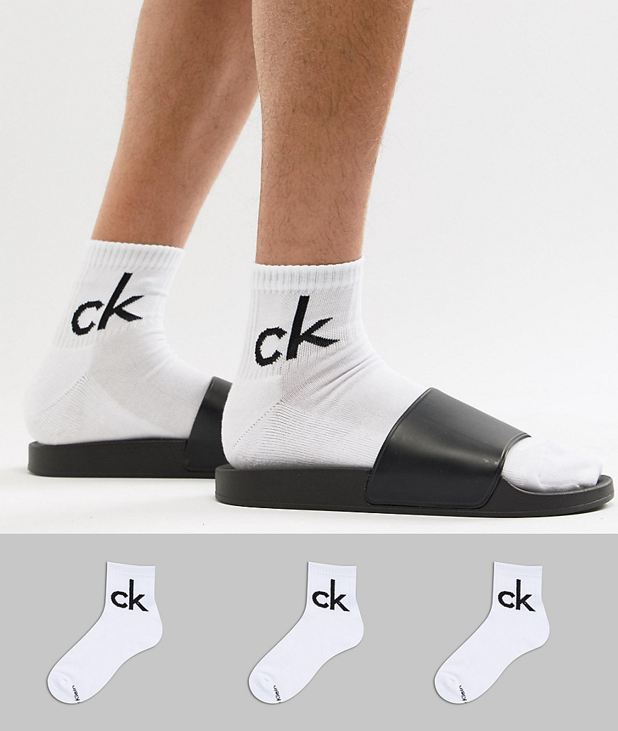 Calvin Klein - Set van 3 paar sokken met kwartlengte in wit