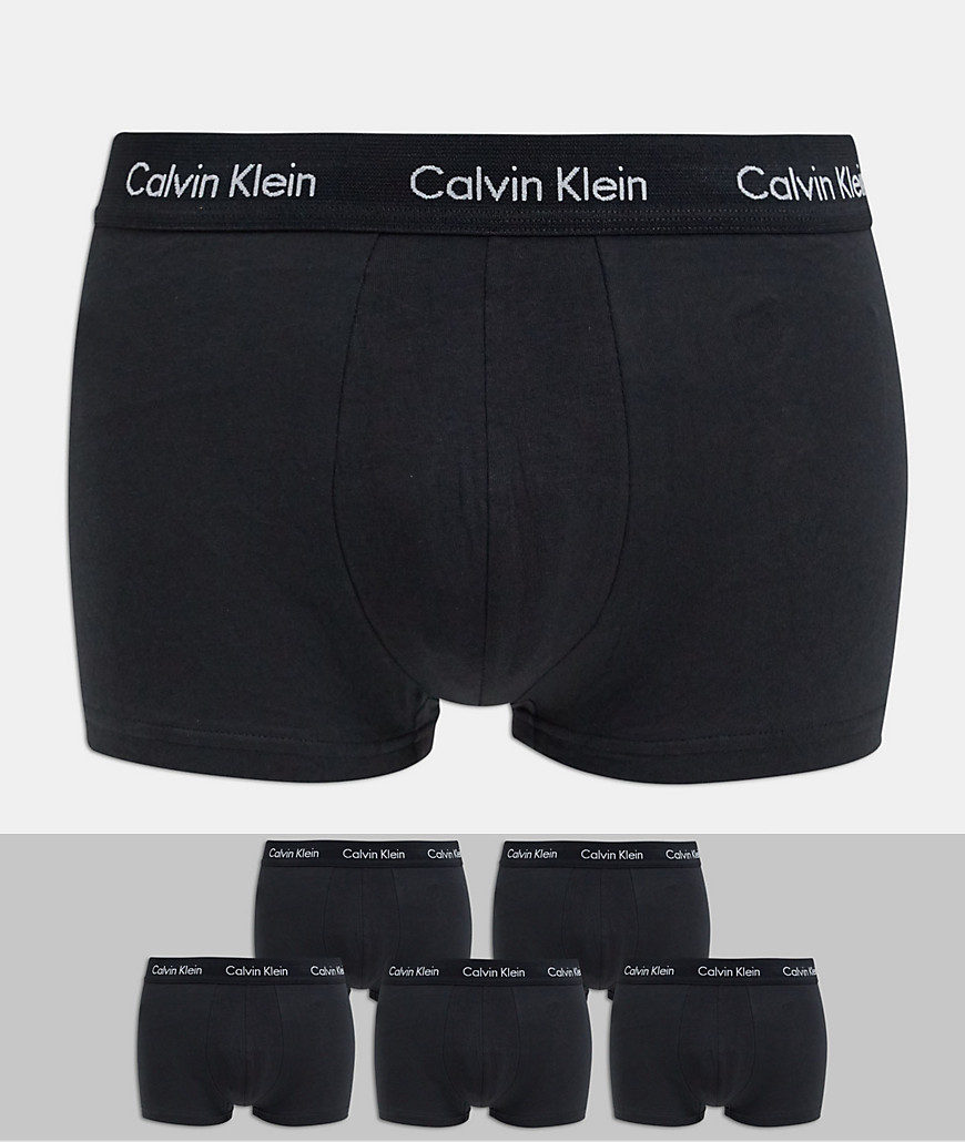 Calvin Klein - Set van 5 boxershorts met lage taille van stretchkatoen-Zwart