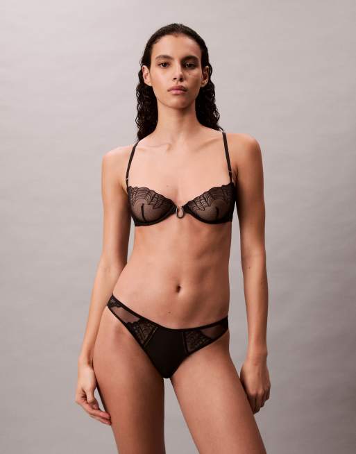 Calvin Klein sexy satin balconette bra in black lace, 2 of 4