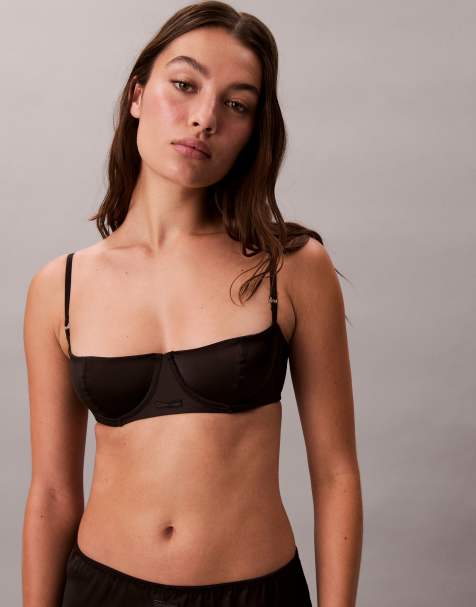 Calvin Klein sexy satin balconette bra in black - view 1