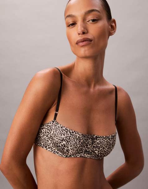 Calvin Klein sexy satin balconette bra in leopard print