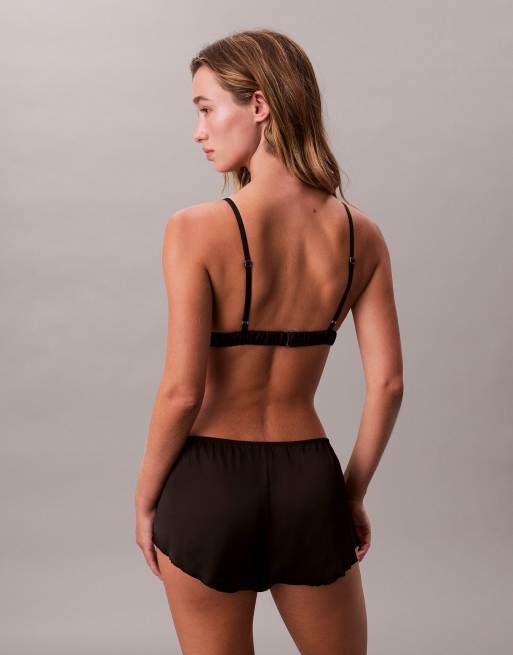 Calvin Klein – Sexy Satin – Triangel-Bralette aus Satin in Schwarz, 4 von 4