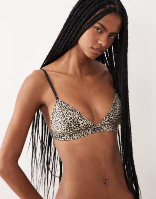 Calvin Klein - Sexy Satin - Triangel-Bralette aus Satin mit Leopardenmuster-Bunt