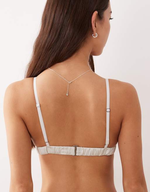 Calvin Klein – Sexy Satin – Triangel-Bustier aus Satin in Weiß, 3 von 4