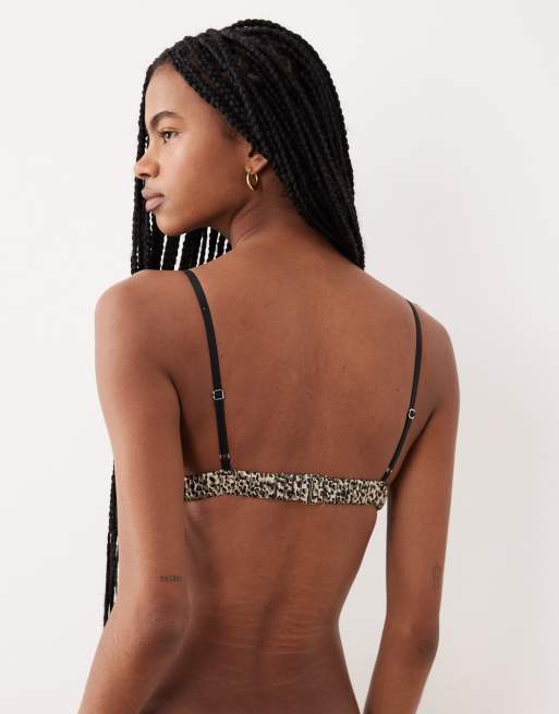 Calvin Klein sexy satin triangle bralette in leopard print, 3 of 4