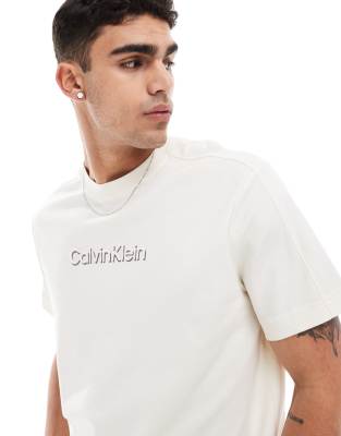 shadow embossed logo t-shirt in white