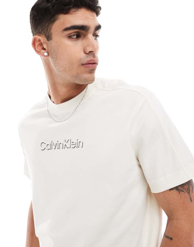 Calvin Klein - shadow embossed logo t-shirt in white