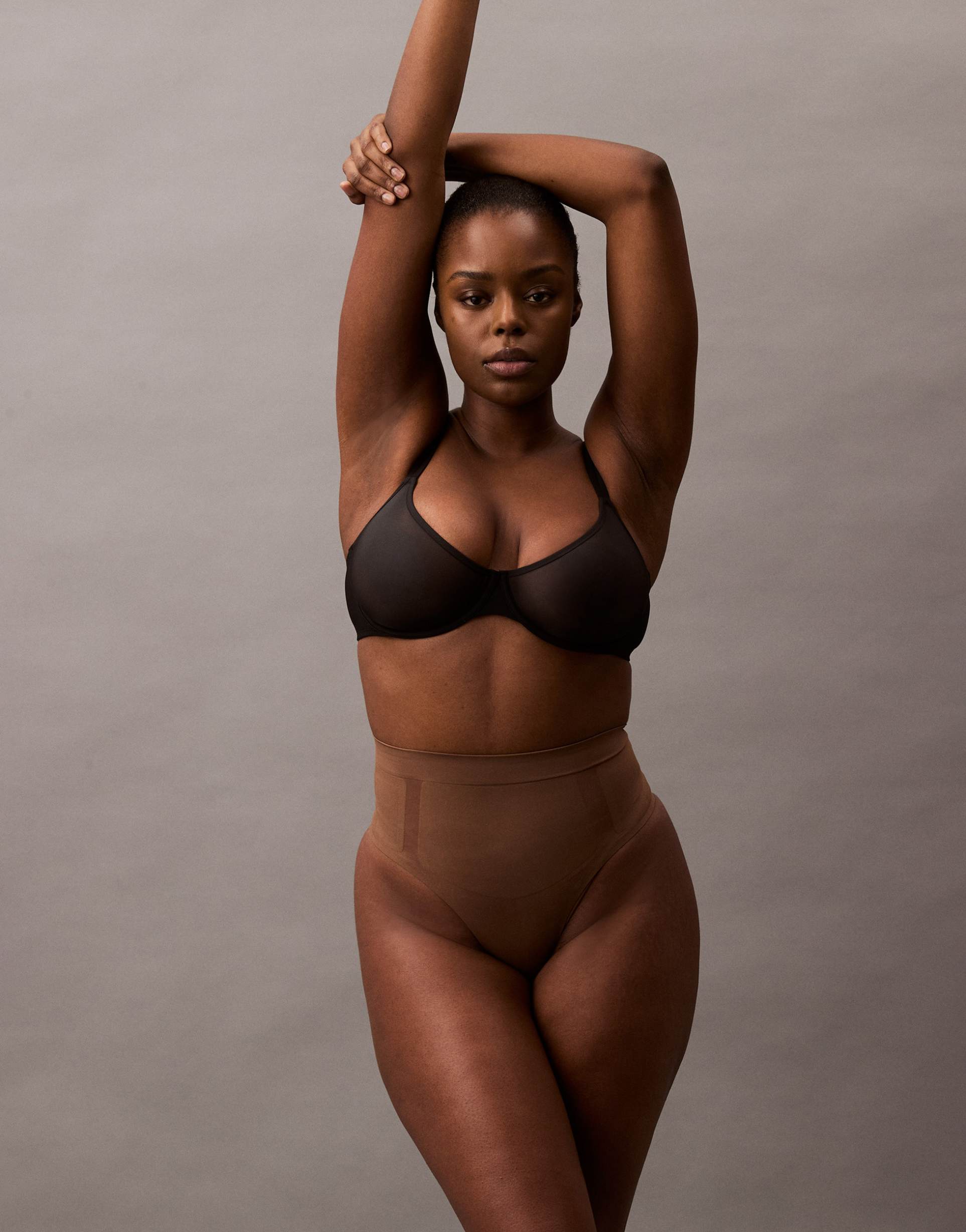 calvin klein shapewear extra firm secure sculpt thong in brown - asos exclusive