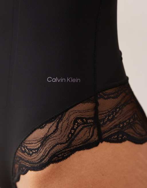 Calvin Klein – Shapewear – Figurformender Body in Schwarz mit Spitze, 2 von 4
