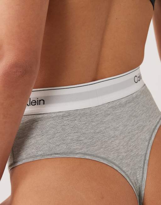 Calvin Klein - Shapewear - Icon Cotton Modal - Slip in cotone e modal grigi con logo, 2 di 3