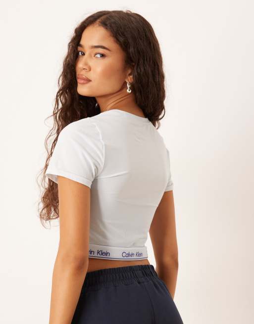 Calvin Klein – Shapewear – Kurzärmliges Oberteil in Eisblau, 4 von 4