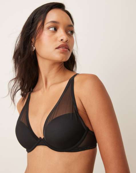 Calvin Klein Shapewear mesh push up plunge bra in black - view 1