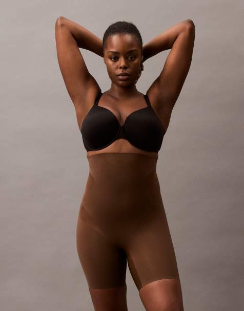 Calvin Klein – Shapewear – Modelujące brzuch brązowe szorty ze stretchem - view 1