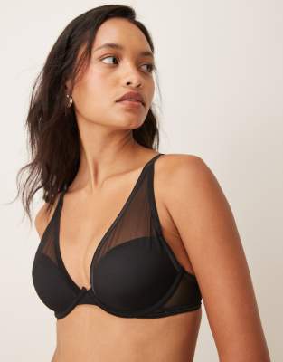 Calvin Klein - Shapewear - Push-up-BH aus Netzstoff in Schwarz mit tiefem Ausschnitt