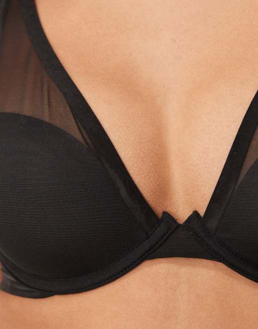 Calvin Klein – Shapewear – Push-up-BH aus Netzstoff in Schwarz mit tiefem Ausschnitt, 3 von 4