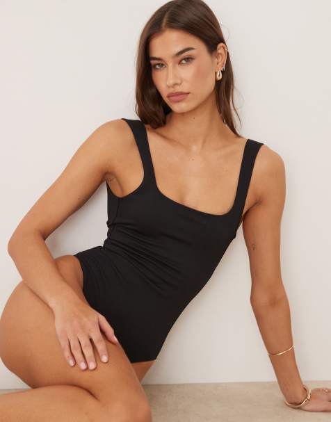 Calvin Klein shapewear ribbed one piece swimsuit in black - view 1