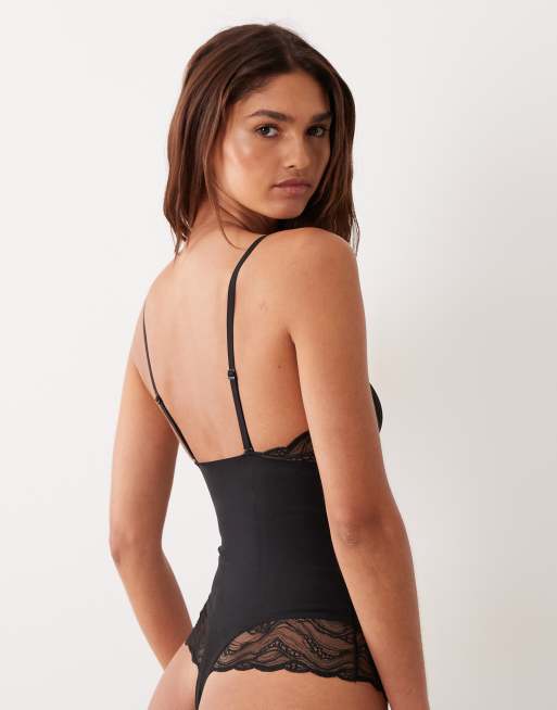 Calvin Klein Shapewear – Sensual – Figurformender Body aus elastischer Spitze in Schwarz, 2 von 4