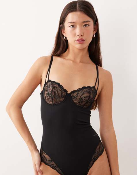 Calvin Klein Shapewear sensual stretch lace body in black - view 1