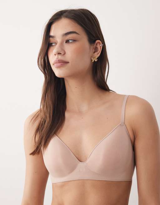 Calvin Klein – Sheer Marquisette – Leicht gepolsterter BH ohne Bügel in Beige, 4 von 4
