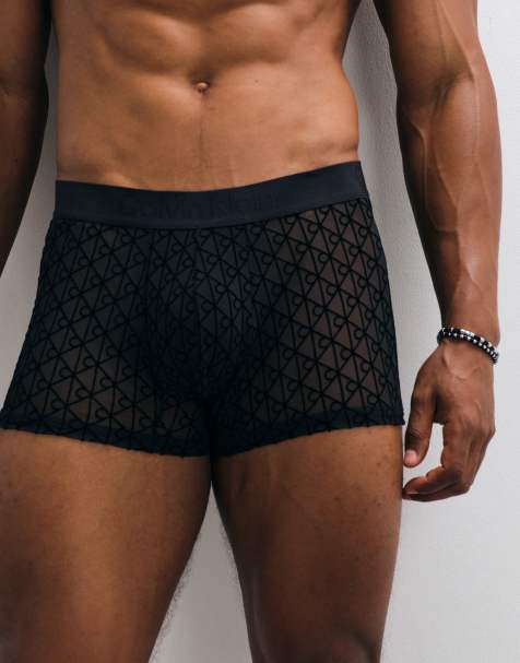Calvin Klein sheer mesh trunks in black - view 1
