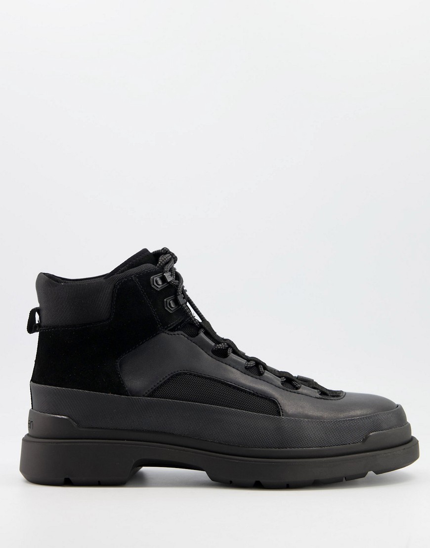Calvin Klein sheffield lace up boots in black