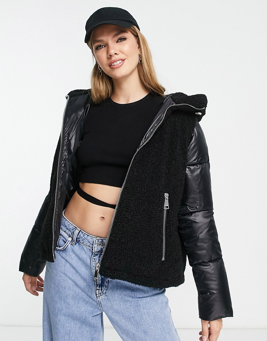 Calvin Klein sherpa padded jacket in black