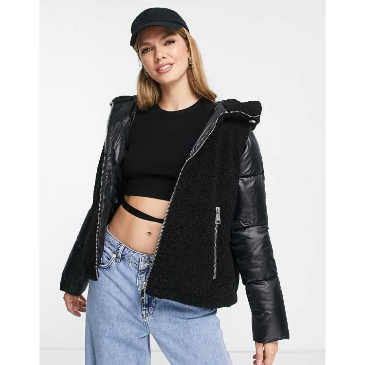 Calvin Klein sherpa padded jacket in black