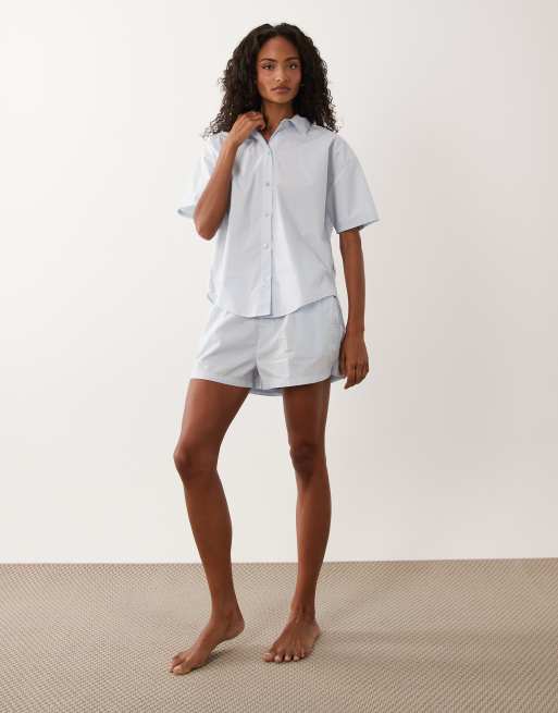 Calvin Klein shirt and shorts set in pale blue, 3 of 4