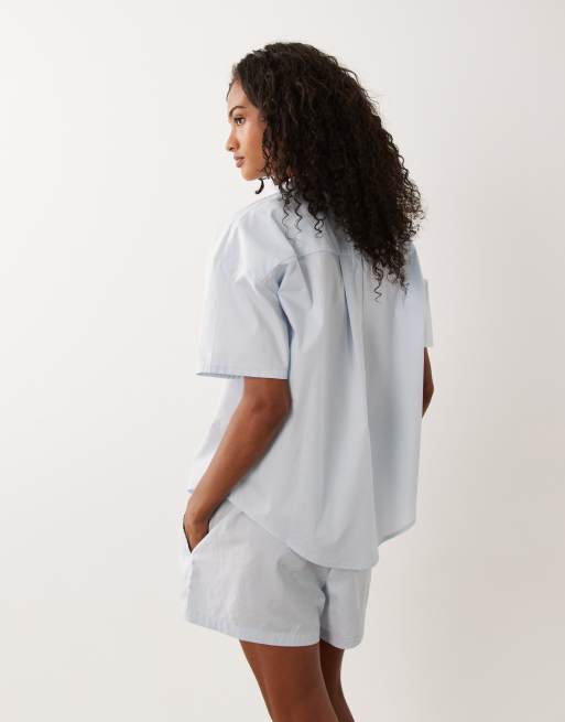 Calvin Klein shirt and shorts set in pale blue, 4 of 4