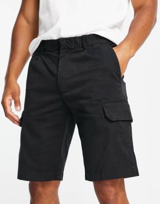 Calvin Klein cotton blend sateen cargo short in black - ASOS Price Checker