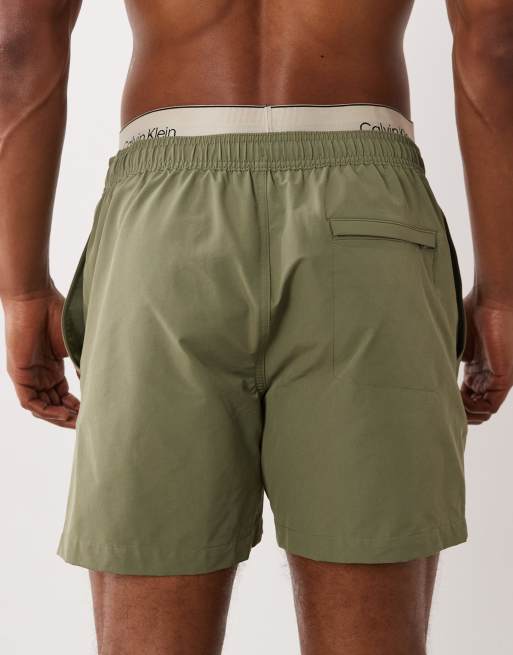 Calvin Klein - Short de bain avec cordon de serrage et logo à la taille - Vert, 5 de 5