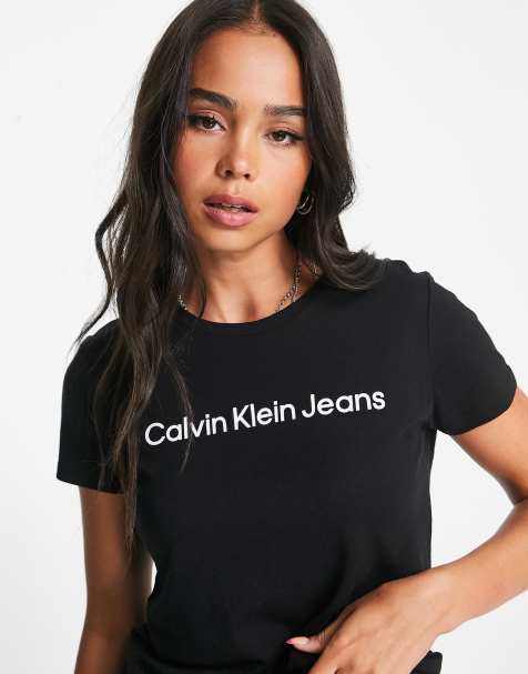 Calvin klein t shirt best sale womens black