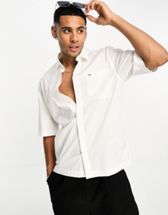 ASOS DESIGN regular shirt with lace collar in white