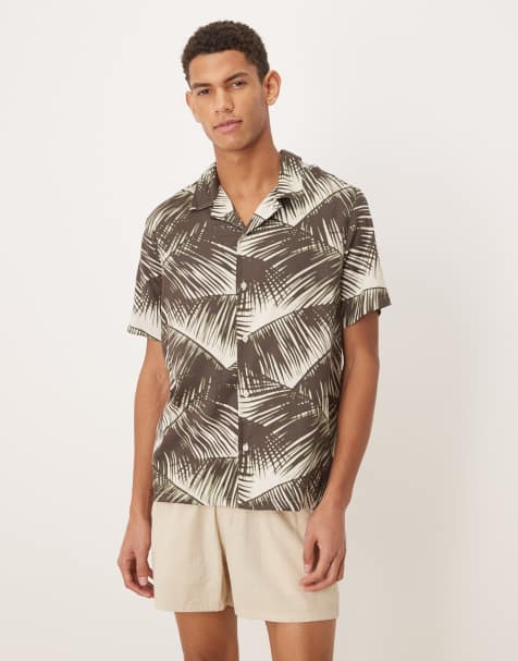 Calvin Klein short sleeve resort button down shirt in palm print - view 1