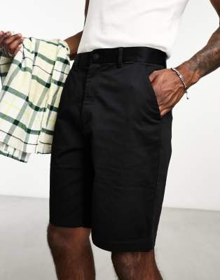 Calvin Klein satin slim shorts in black - ASOS Price Checker