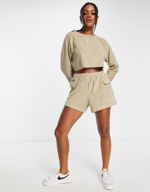 Calvin Klein - Short van badstof met hoge taille in crème , 4 van 4