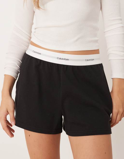 Calvin Klein – Shorts aus Jersey in Schwarz mit Bund, 5 von 5