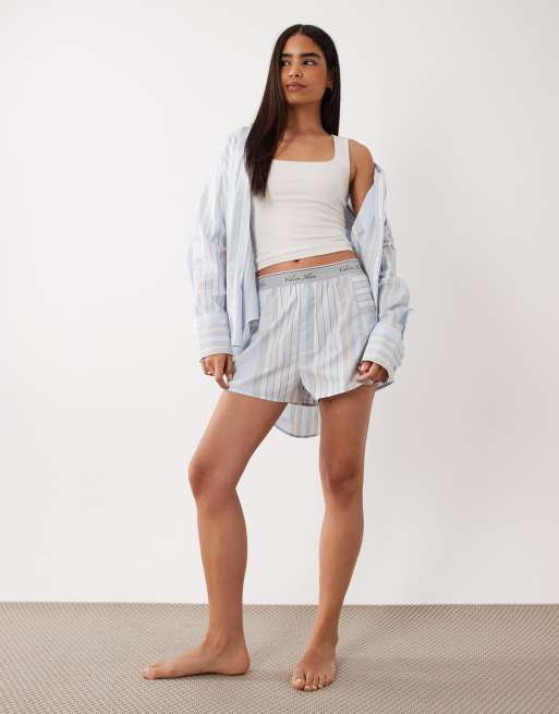 Calvin Klein shorts in pale blue and beige stripes, 2 of 4