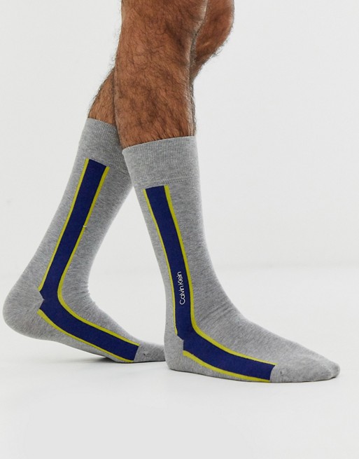 Calvin Klein side stripe logo socks in grey