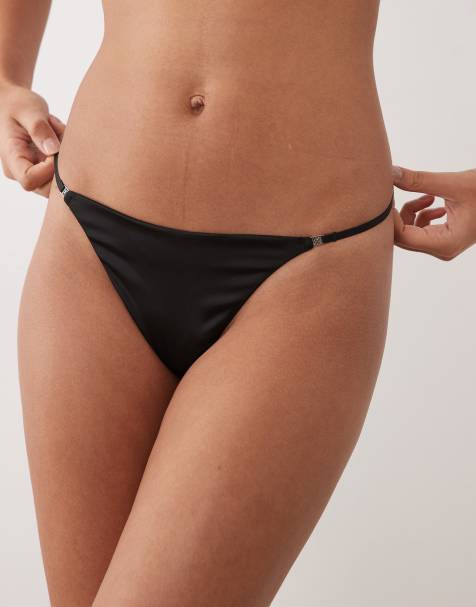 Calvin Klein – Signature – Czarne satynowe stringi - view 1