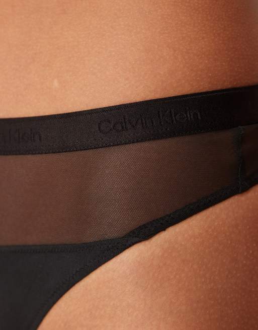 Calvin Klein – Signature – Czarne stringi z modalu z prześwitującą siateczką, 4 z 4