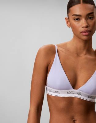Calvin Klein Signature Logo Lightly Lined Triangle Bra In Purple
