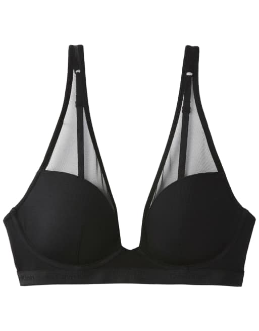Calvin Klein - Signature Modal - Reggiseno scollo profondo in modal a rete trasparente nero leggermente foderato, 4 di 5