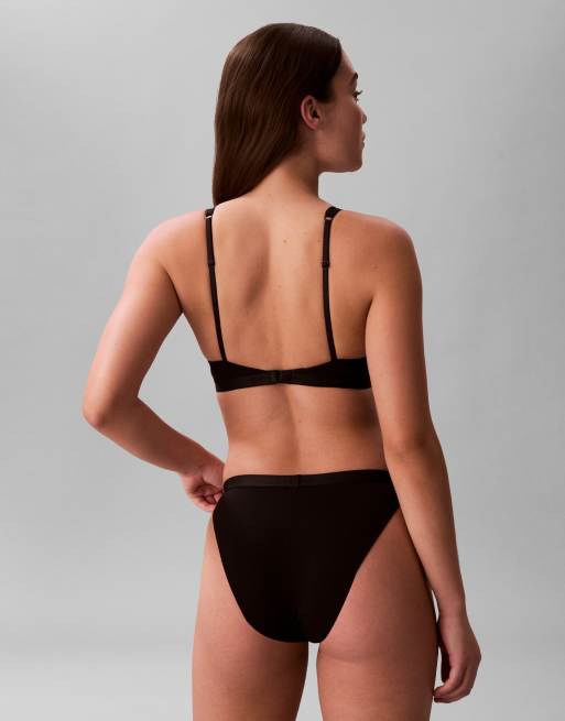 Calvin Klein - Signature Modal - Reggiseno scollo profondo in modal a rete trasparente nero leggermente foderato, 5 di 5