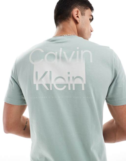 Calvin Klein - Skifergrå T-shirt med lille logo og print på ryggen