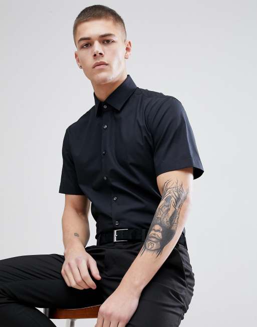 Calvin Klein - Skinny net overhemd met korte mouwen