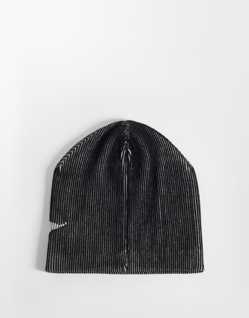 Calvin Klein skullcap beanie with bold graphic in washed charcoal, 2 of 3