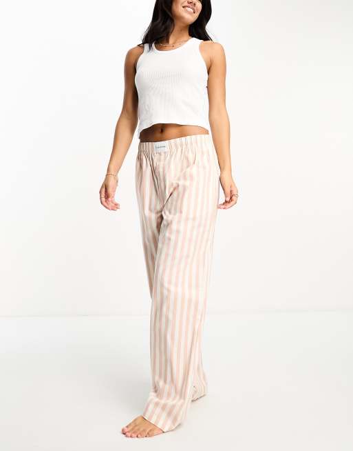 High-Waisted Striped Pajama Pants